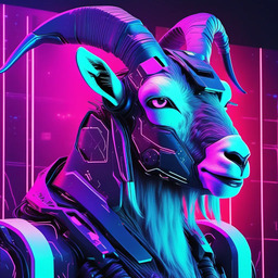 a beautiful cyber goat from the future